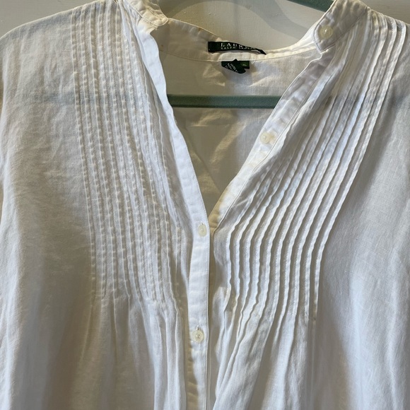 Ralph Lauren White Linen Button Up Top Size XL - Picture 2 of 3
